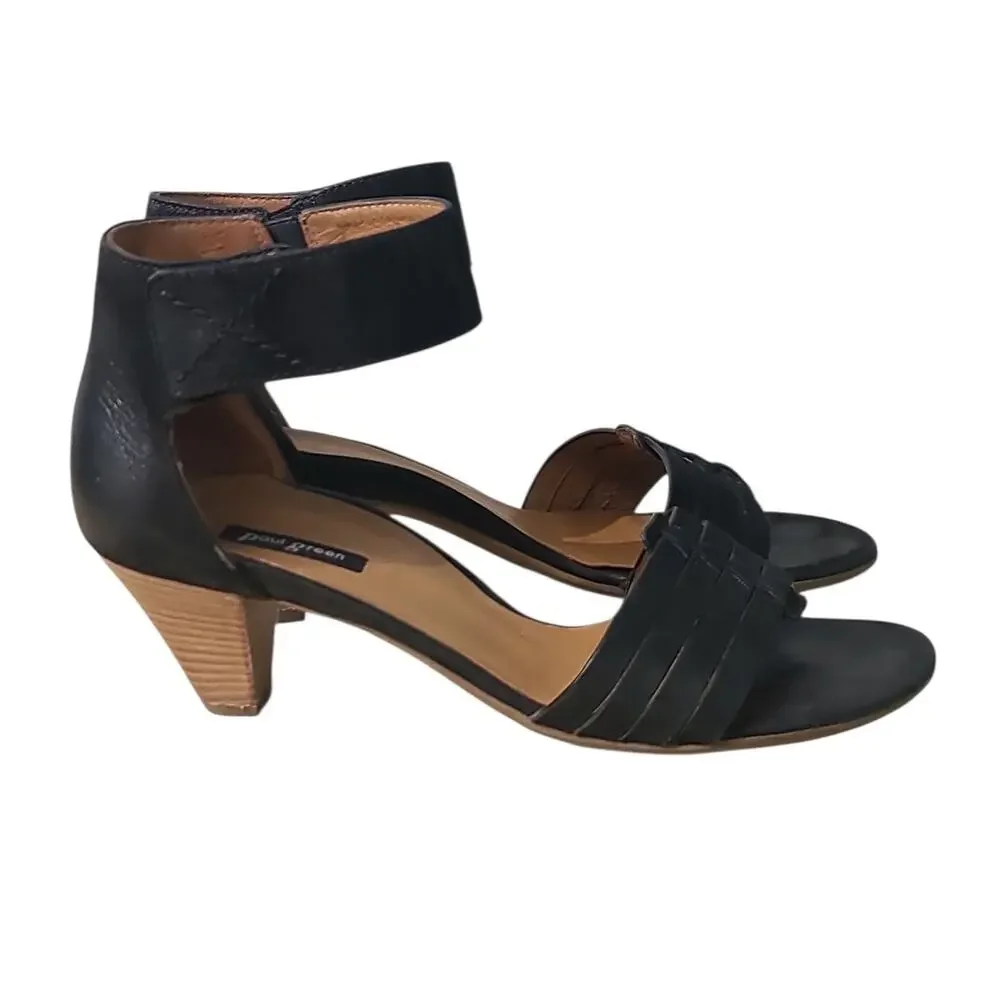 Paul Green Black Coco Leather Ankle Strap Sandal Size 4.5 UK (7 US) - Picture 3 of 6